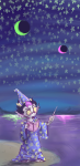 2015 ageswap alternia barefoot book eridan_ampora fashion freckles fullres green_moon hat night noodlenumber ocean pink_moon solo stars wand wizard_hat 