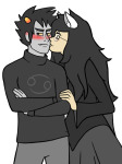  arms_crossed blush dogtier godtier iicel jade_harley karkat_vantas kats_and_dogs kiss redrom shipping witch 