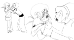  2026 alpha_rose blush crying fullres grayscale lineart monochrome profile roxy_lalonde sketch starter_outfit thessspian 