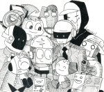  2014 adventure_time crossover daft_punk fullres grayscale kunaigirl lil_hal my_life_as_a_teenage_robot portal rick_and_morty robot robotboy sawtooth sketch squarewave the_amazing_world_of_gumball time_squad whatever_happened_to_robot_jones? 