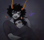 2026 body_hair diamond emoticon fullres gamzee_makara head_on_shoulder hivermoth hug karkat_vantas palerom profile shipping sitting smiling_karkat starter_outfit tropicshipping 