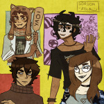 2026 casual cat_hat freckles fullres gamzee_makara gorgonzola101 humanized insane_clown_posse karkat_vantas lineart nepeta_leijon text vriska_serket weapon
