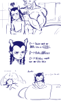  2025 alternate_hair arms_crossed aurthour blush comic equius_zahhak fullres headshot lineart lusus lying musclestuck no_glasses no_shirt pastabaguette recuperacoon sketch sleeping sopor_slime sweat text towel 
