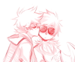 2012 breath_aspect davesprite fullres godtier heir ikimaru john_egbert kiss monochrome profile shipping sketch sprite thunderbirds