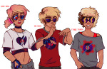 2024 dave_strider heart insufferable-homestuck multiple_personas red_record_tee text time_aspect transtuck
