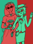  arm_in_arm coolkids crossdressing dave_strider flower_crown flowers ladyllamaface limited_palette redrom shipping terezi_pyrope 
