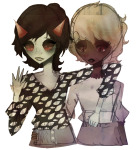  arm_around_shoulder blurred_vision casual fashion no_glasses roxy_lalonde shipping terezi_pyrope twilit 