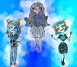  2015 amputation aradia_megido aradiabot blood blush broken_source eyesquick fullres highlight_color kirvia midair no_glasses starter_outfit terezi_pyrope vriska_serket 