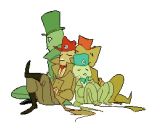 2018 animated die doze felt fin fullres jaggy_lines sleeping starter_outfit threeheadedhydra trace