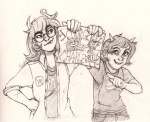  2013 bromance fullres gaulllimaufry grayscale illustrating no_glasses pencil scourge_sisters seeing_terezi starter_outfit terezi_pyrope text vriska_serket 