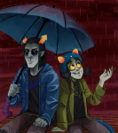  2011 casual cat_hat drexbutt equius_zahhak fullres meowrails nepeta_leijon rain sitting starter_outfit umbrella 