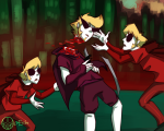 2016 aeritus blood dave_strider decapitation dirk_strider freckles fullres_export_attempted godtier gore heart_aspect knight land_of_tombs_and_krypton multiple_personas panel_redraw prince text time_aspect timeclones unbreakable_katana