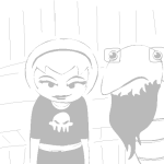  2016 black_squiddle_dress consorts facial_hair fullres grayscale jaggy_lines monochrome rose_lalonde steelcorridor turtles 