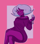 2025 alcohol beverage candy_timeline cocktail_glass fullres homestuck:_beyond_canon jaggy_lines limited_palette mom_casual roxy_lalonde sitting solo vorneo wonk