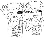 2025 aradia_megido broken_source fullres grayscale half_ghost jaggy_lines monochrome sollux_captor tacitaccompanis text thumbs_up