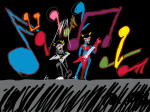 anonymous_artist fullres instrument kneeling legislacerator_suit microphone music_note sollux_captor starter_outfit terezi_pyrope