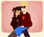  arm_around_shoulder aspect_hoodie dave_strider headphones jade_harley jonesy redrom shipping sitting space_aspect spacetime time_aspect 