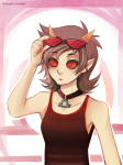  2012 casual fashion freckles fullres humanized ikimaru no_glasses solo terezi_pyrope zodiac_symbol 