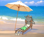  dragonclaudz ocean problem_sleuth problem_sleuth_(adventure) solo summer swimsuit umbrella 