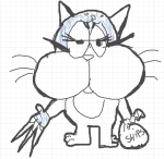  2026 action_claws animalstuck anonymous_artist cat_hat crossover fullres garfield grayscale highlight_color lineart monochrome nepeta_leijon nsfw_source pastiche shipping sketch solo text 
