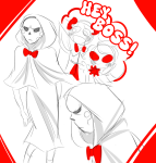  2025 alternate_calliope aradia_megido calliope cherub_robe clopiya dave_strider davebot fullres godtier grayscale highlight_color homestuck:_beyond_canon knight sketch text time_aspect 