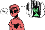  3_in_the_morning_dress dave_strider godtier jade_harley jonesy knight limited_palette request thought_balloon word_balloon 