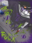 2014 :o) blood deuce_clubs fullres gamzee_makara high_angle jaggy_lines lunaticjin scars sober_gamzee solo starter_outfit text