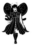  2016 alisonnyash ancestral_awakening ancestral_awakening_sword crossover fullres grayscale jaggy_lines no_glasses pastiche solo transparent undertale vriska_serket wings_only 