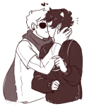  dave_strider electricgale heart karkat_vantas kiss monochrome red_knight_district redrom shipping sketch 
