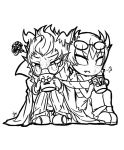 2013 bees beverage eridan_ampora erisol fullres grayscale lineart lunaticjin no_glasses scarf_sharing shipping sitting sollux_captor