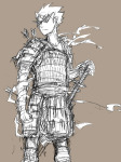  2012 9vs9 au dirk_strider fashion fullres grayscale sketch solo unbreakable_katana 