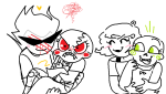 2024 blood blush caliborn calliope carrying cherubim dailycherubs dirk_strider dirkuu fullres grayscale heart highlight_color hug jaggy_lines lineart redrom roxy_lalonde shipping snake_wine