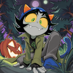  2025 cat_hat fawken fullres green_moon halloweenstuck nepeta_leijon night pink_moon pumpkin solo stars starter_outfit trees 