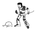  2025 animals anonymous_artist crossover facial_hair fullres grayscale half-life jaggy_lines solo sprite_mode weapon 