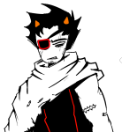 2026 asmaclone candy_timeline eyepatch facial_hair fullres grayscale highlight_color homestuck:_beyond_canon jaggy_lines karkat_vantas monochrome punished_outfit scars solo