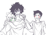  2014 caliborn calliope casual cherubim fullres gamzee_makara grayscale gun heart highlight_color hug humanized jaggy_lines lineart lunaticjin starter_outfit 