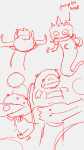 2016 consorts crocodiles fullres gcatavrosprite halloweenstuck jaggy_lines jasprosesprite^2 lineart monochrome paperseverywhere pumpkin salamanders sketch sprite sweat