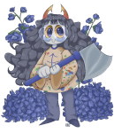  2019 amisia_erdehn axe blush bubblybluejellyfish flowers fullres hiveswap jaggy_lines solo starter_outfit transparent 
