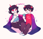  2019 adorabloodthirsty beverage casual crystalrina fashion fullres karkat_vantas lgbt_pride no_glasses phone redrom shipping sitting terezi_pyrope text zodiac_symbol 