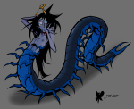  2025 animalstuck au blood fullres jaggy_lines no_shirt nudity obscenicon solo text transtuck vriska_serket 