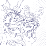  2012 animals fullres grayscale jade_harley karkat_vantas kats_and_dogs lineart monochrome palerom shipping sickle starter_outfit worthikids 