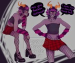  2026 blush body_hair body_modification crossdressing eridan_ampora fullres gills march_eridan pantscadaa profile sitting solo text word_balloon 