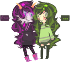  animated casual fashion feferi_peixes glasses_added horrorcuties jade_harley kiriloid pixel redrom shipping word_balloon 