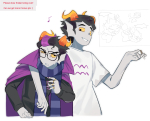 2024 amporas arm_around_shoulder bromance cronus_ampora dancestors eridan_ampora fullres gold_pointy_jam meenah_peixes music_note scars starter_outfit sweat szsnw text 