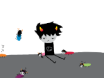 doodleordie eridan_ampora feferi_peixes fullres grubs head_out_of_frame karkat_vantas kittythecat411 lying multiple_personas nepeta_leijon no_glasses no_hat sitting tavros_nitram vriska_serket