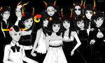  2012 alternians aneogyps animestuck aradia_megido equius_zahhak eridan_ampora fashion feferi_peixes formal fullres gamzee_makara grayscale highlight_color kanaya_maryam karkat_vantas monochrome nepeta_leijon no_hat seeing_terezi sitting sollux_captor tavros_nitram terezi_pyrope text vriska_serket wheelchair 