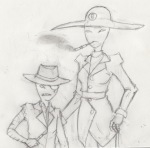 2012 apricots-from-nara artificial_limb bq cigarette_holder_lance eyepatch fedora formal fullres grayscale hat jack_noir knife pencil scars sketch smoking snowman spades_slick suit