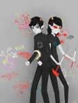  2011 adorabloodthirsty chalk dragon_cane fullres geekyoshi heart homes_smell_ya_later karkat_vantas redrom shipping starter_outfit terezi_pyrope text 