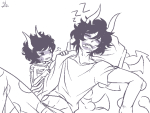 2014 ageswap dancestors fullres gamzee_makara grayscale horn_pile jaggy_lines kurloz_makara lineart lunaticjin makaras sleeping starter_outfit sweat