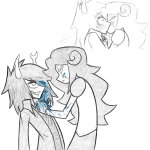  2026 aradia_megido aradiabot blackrom blood blush catcow-draws fullres grayscale highlight_color kiss make_her_pay monochrome shipping starter_outfit vriska_serket 